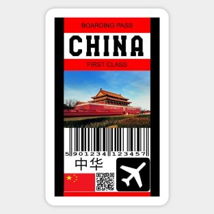 China first class boarding pass Sticker